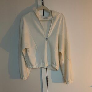 Sincerely Jules Cream Zip-Front Hooded Jacket